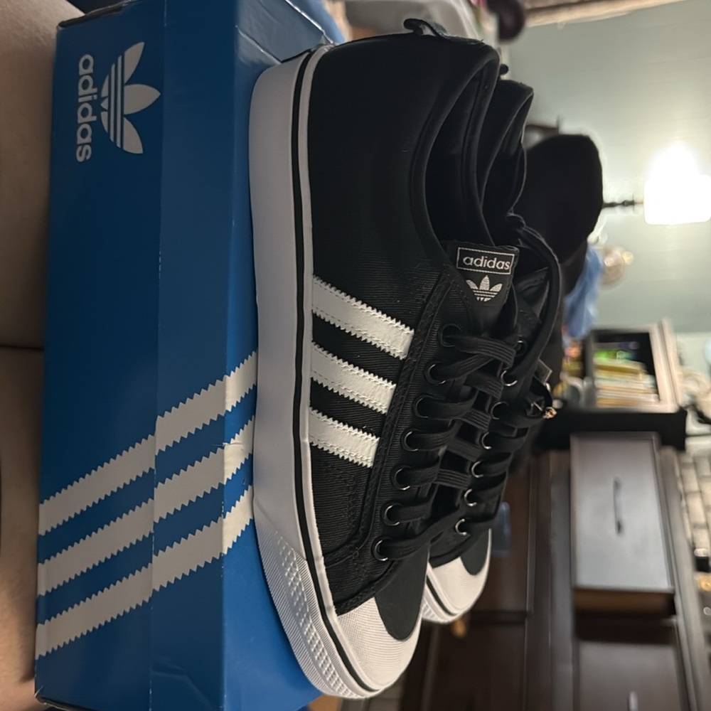 Adidas Men's Black Sneakers with White Accents
